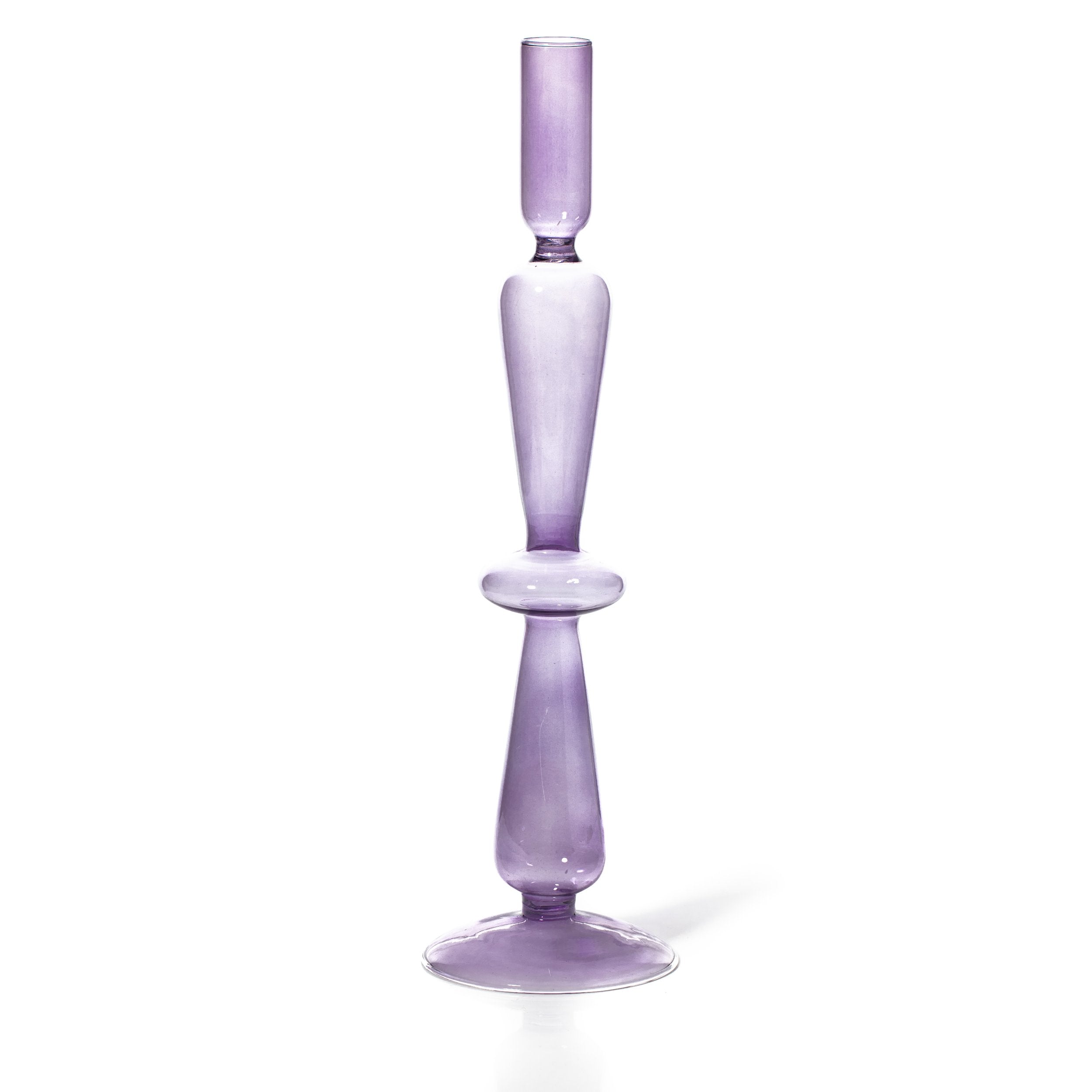 Taper Holder - Lilac coloured glass