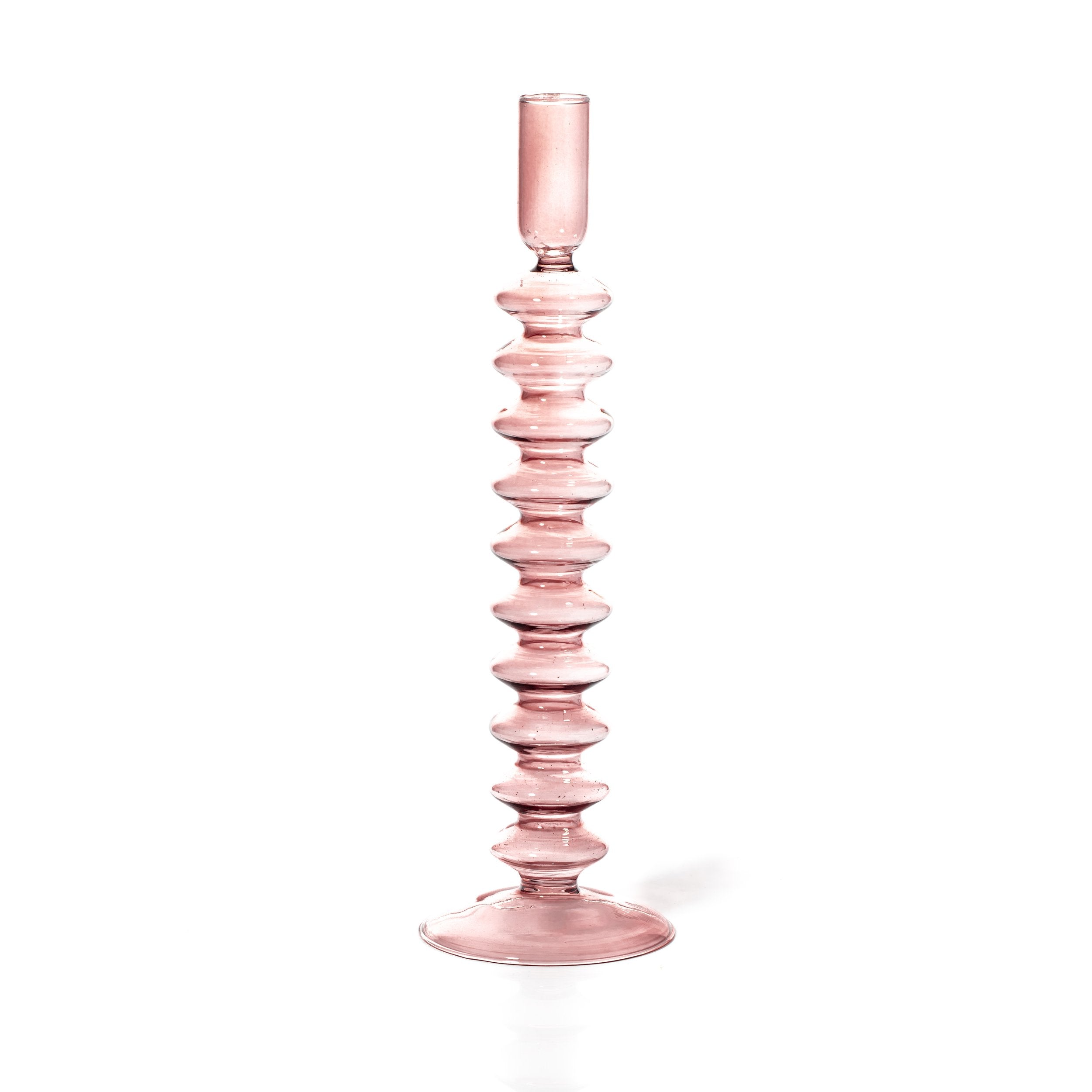 Taper Holder - Rose Quartz coloured glass