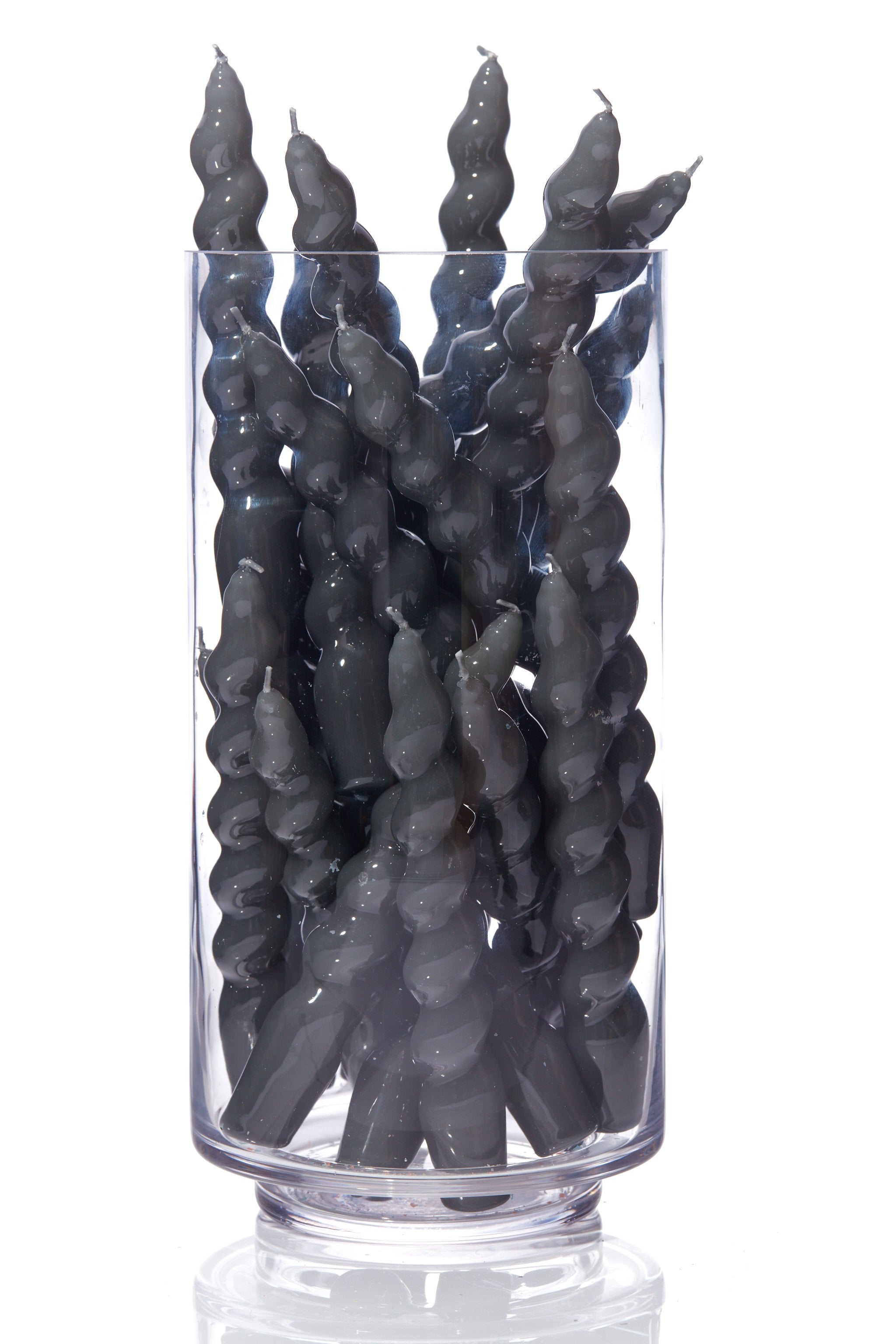 Maegen Spiral Taper Candle - Grey 3 pack