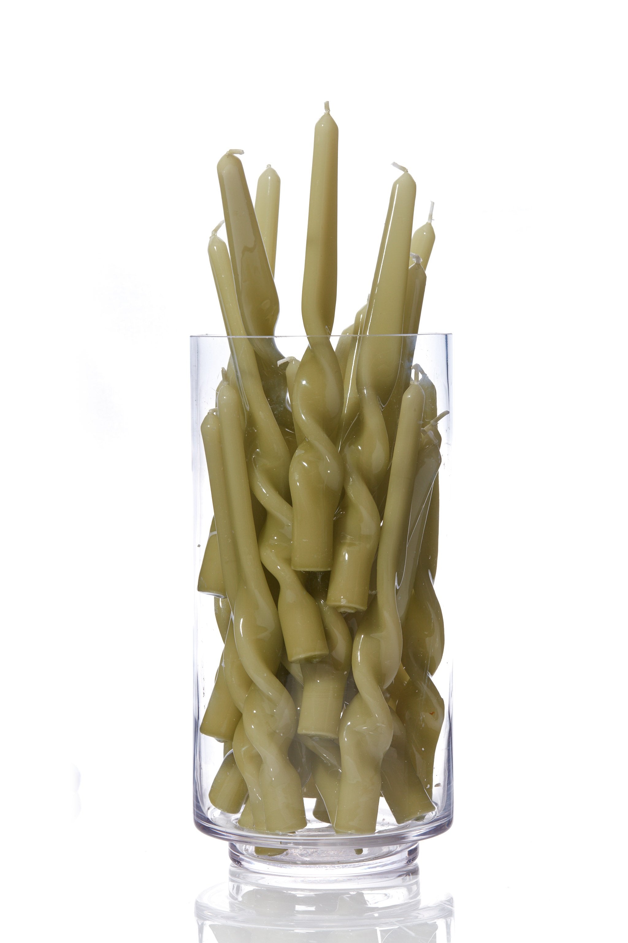 Twisted Taper Candle - Leaf Green 3 pack