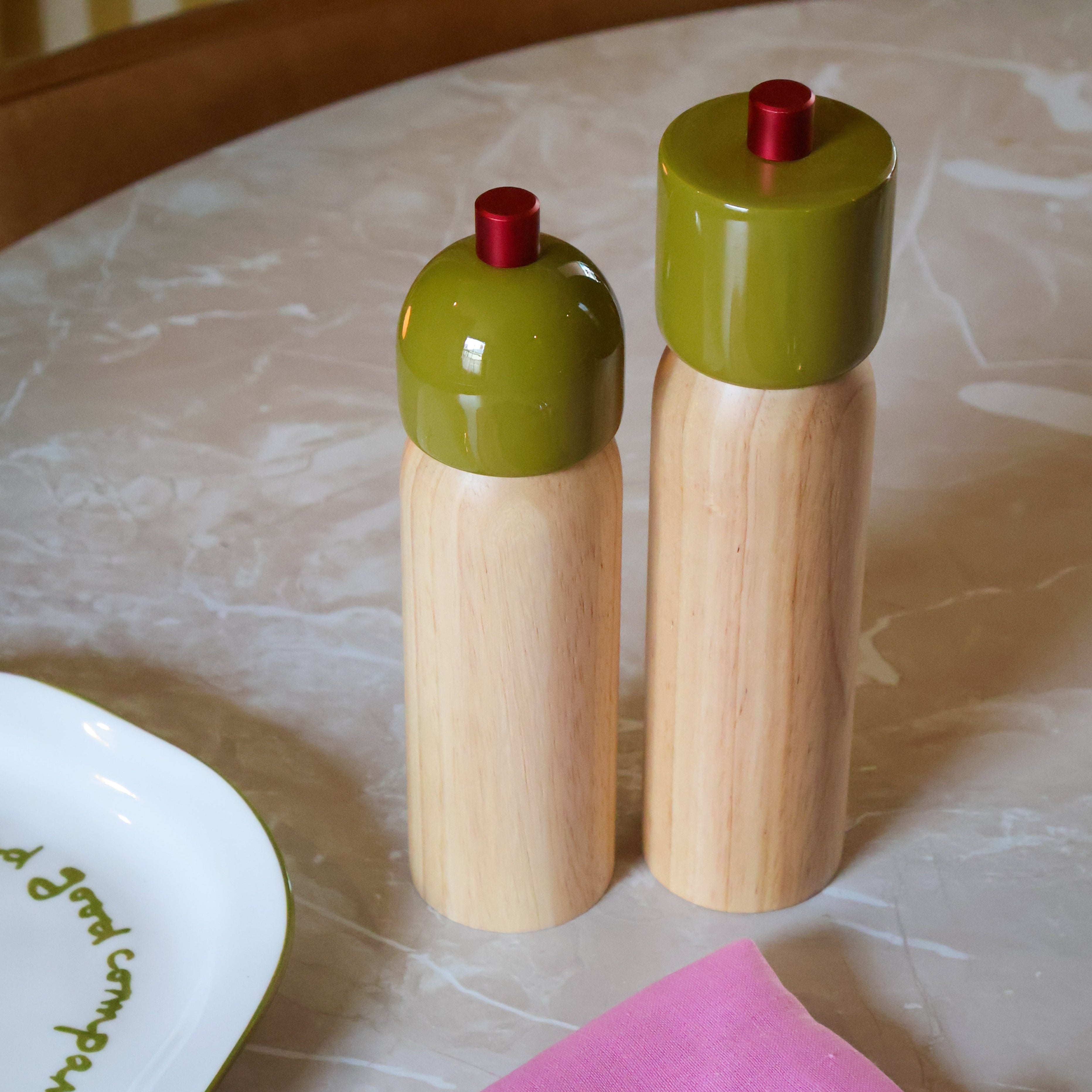Salt & Pepper Grinder | Olive & Red - Our Curated Abode x MÆGEN