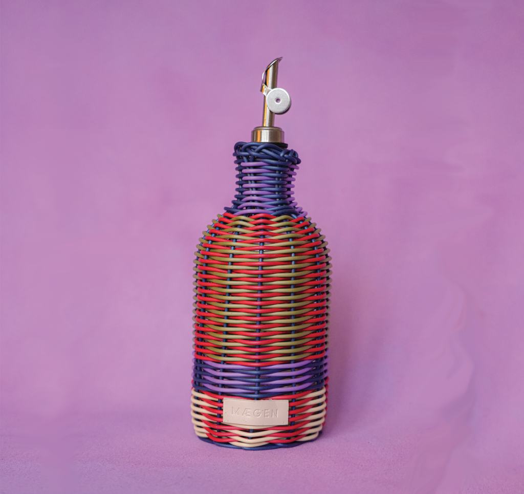Woven Oil Pourer | Red & Olive