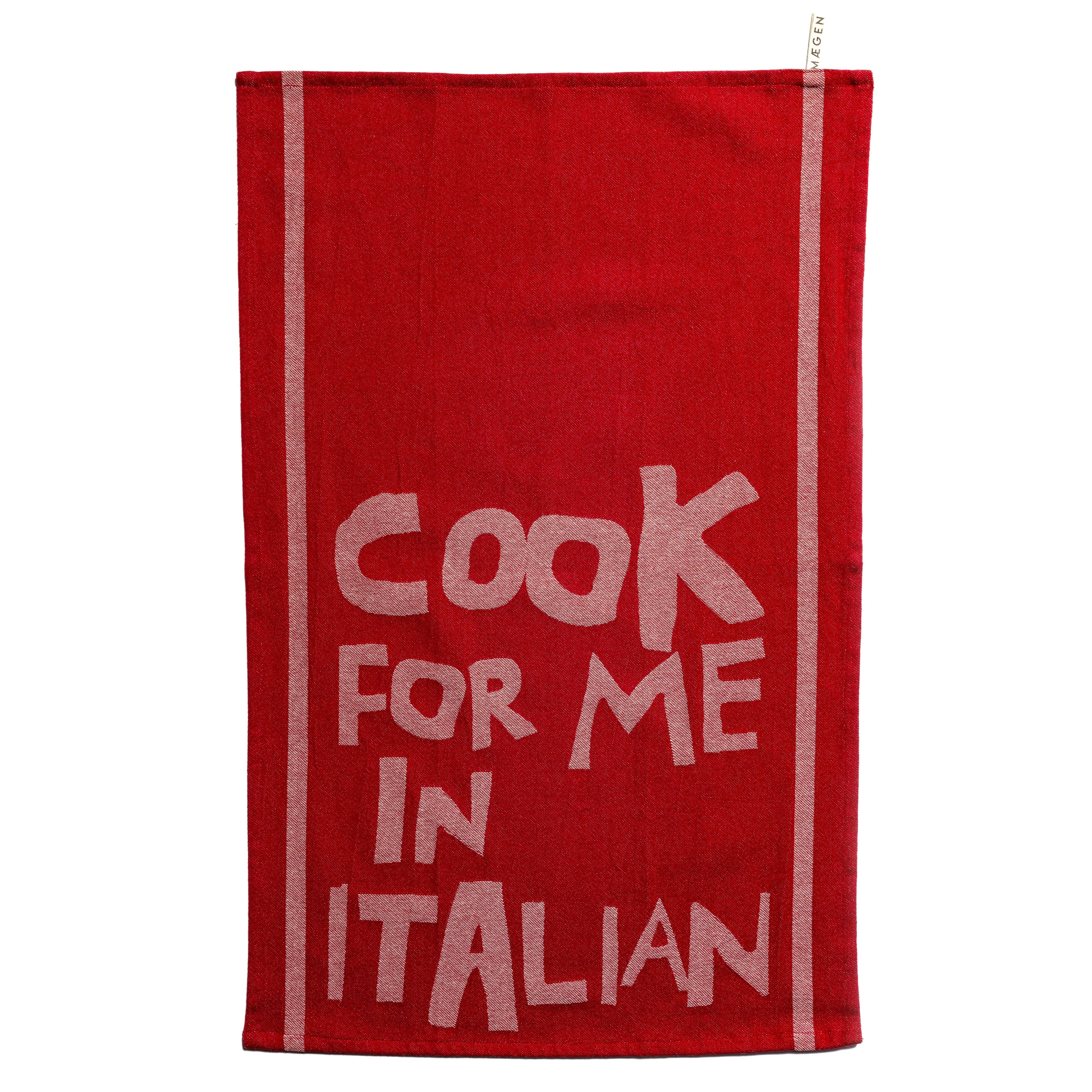 Tea Towel - Red - 'Cook for me in Italian'