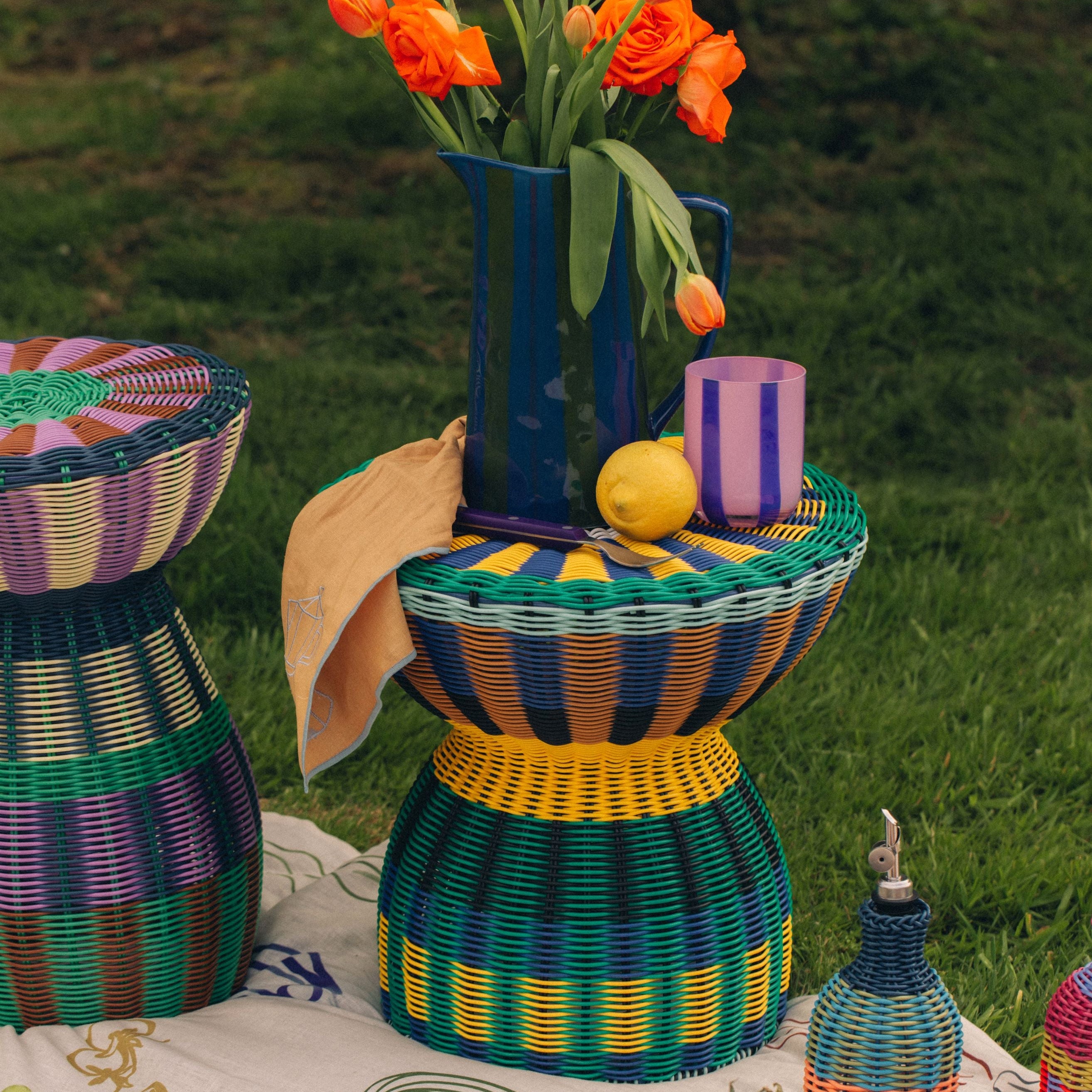 Woven Table |Yellow & Green