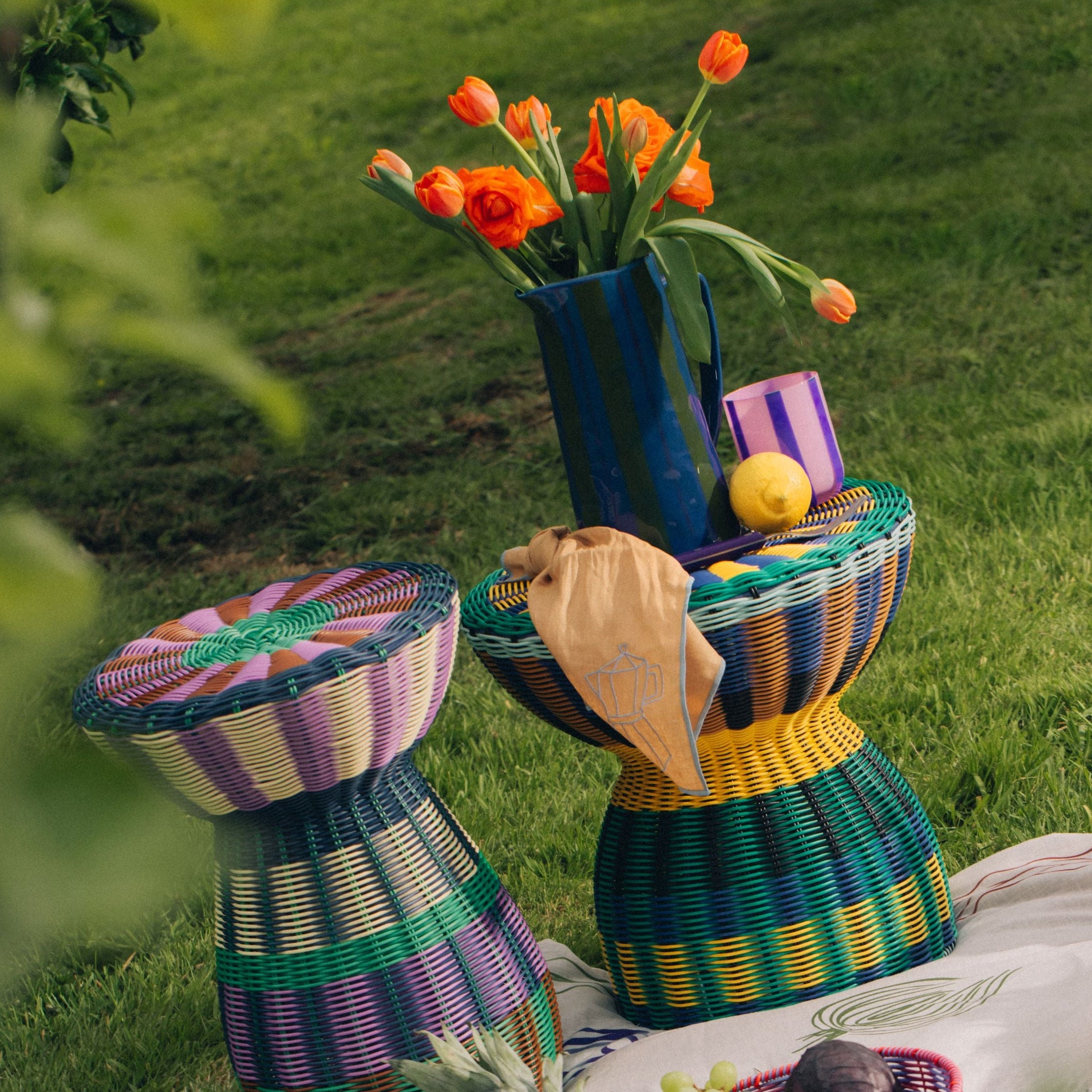 Woven Table |Yellow & Green