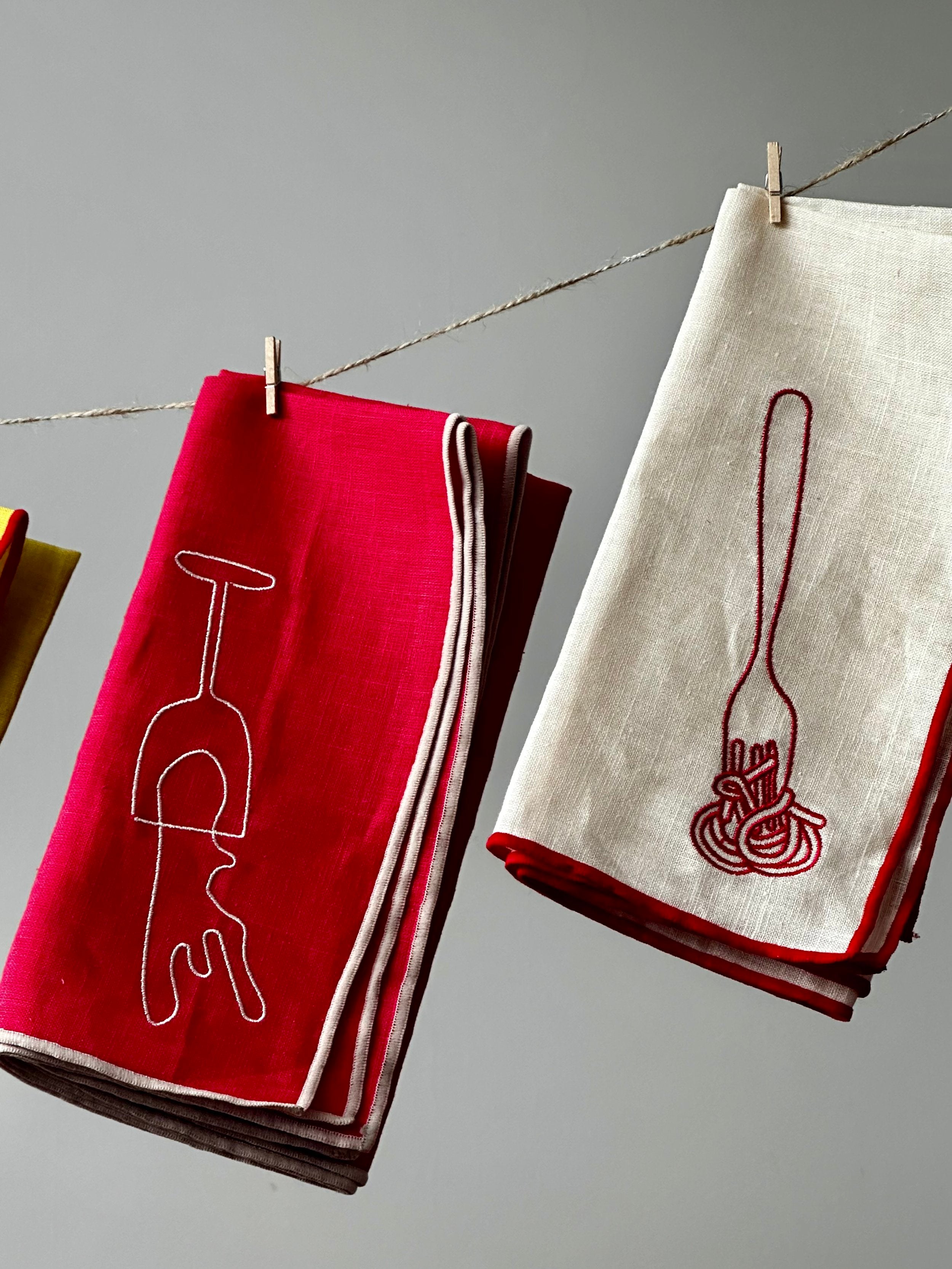 Linen Blend Napkins - Wine (Set of 2)