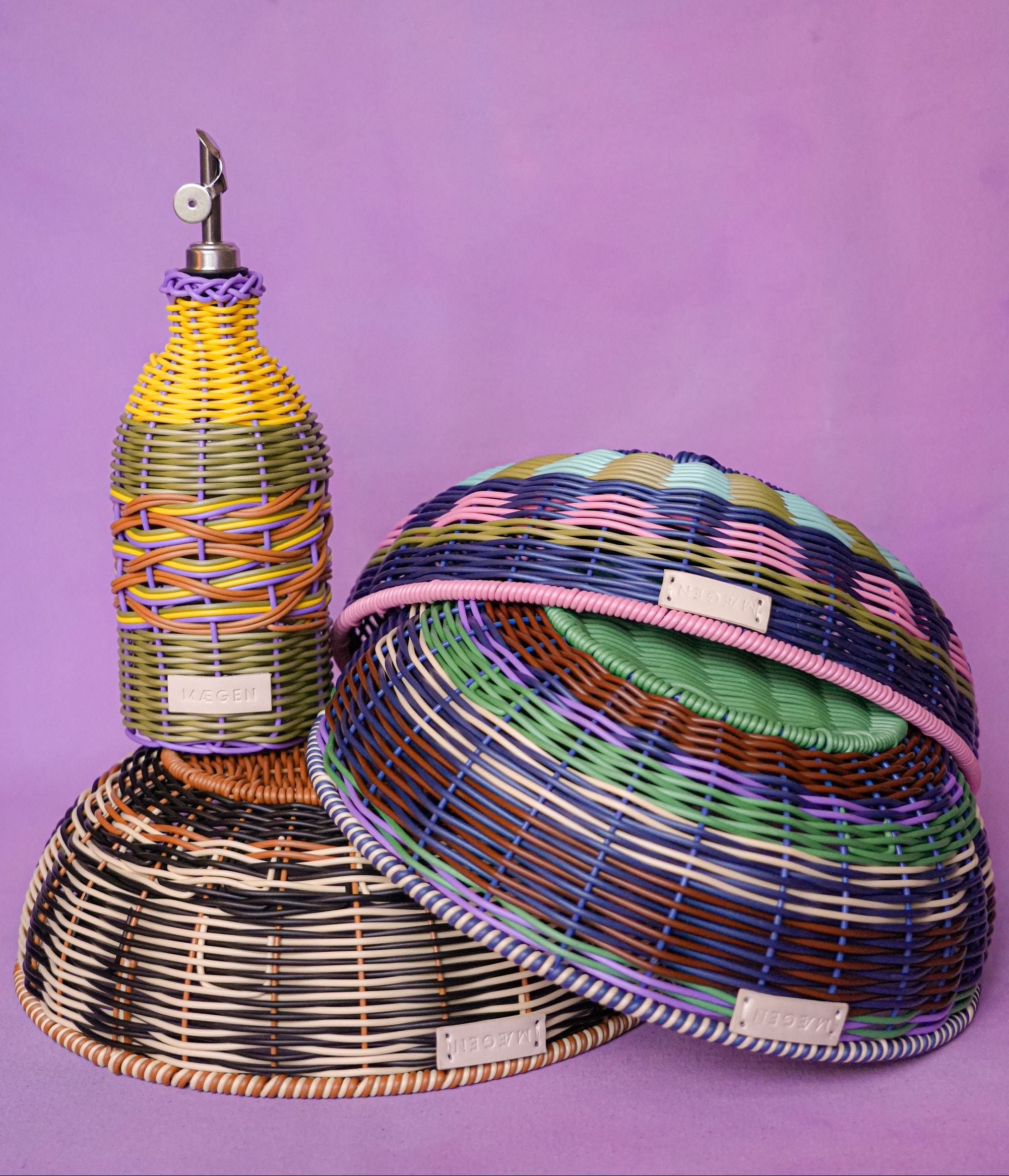 Woven Oil Pourer | Yellow & Lilac