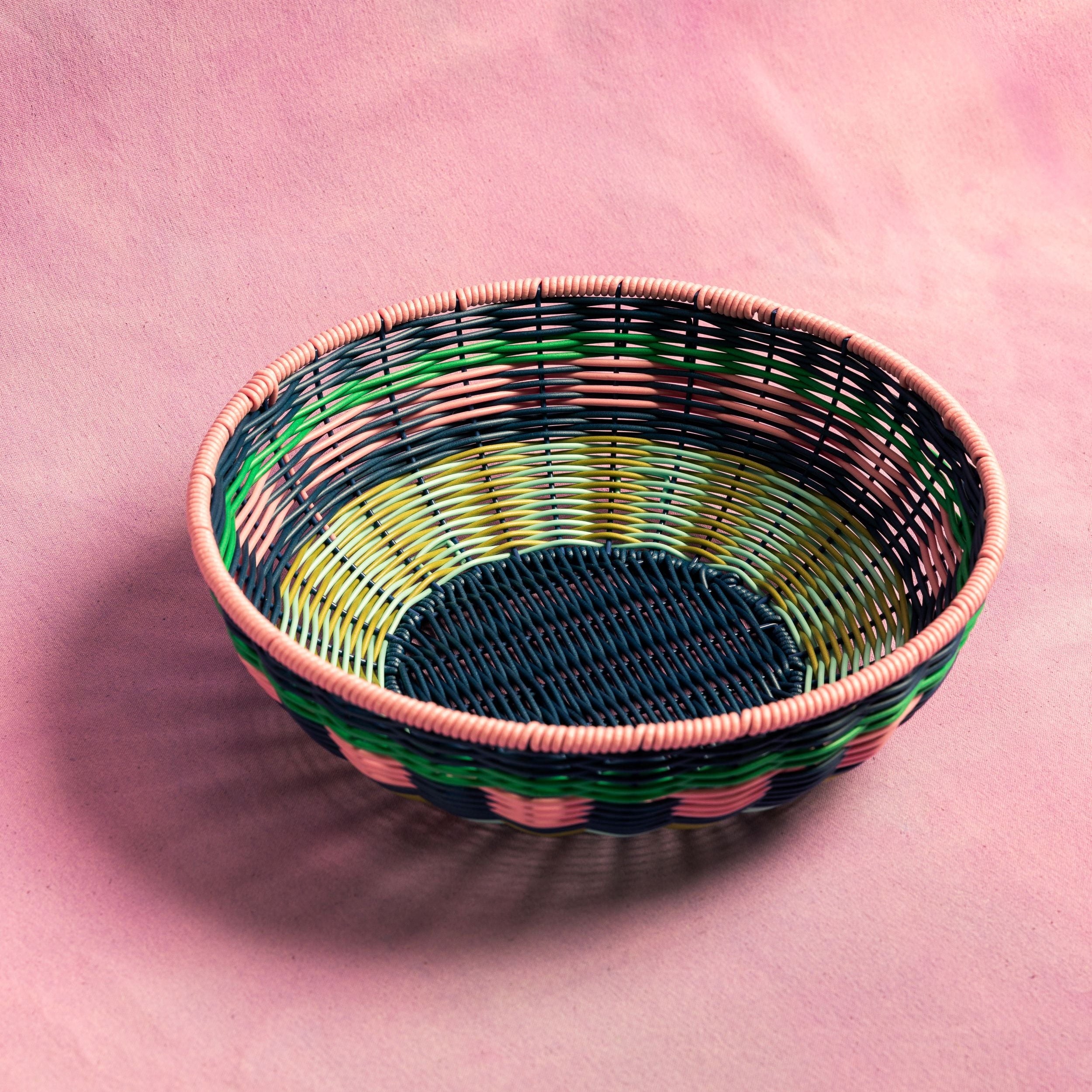 Woven Bowl | Pink & Navy