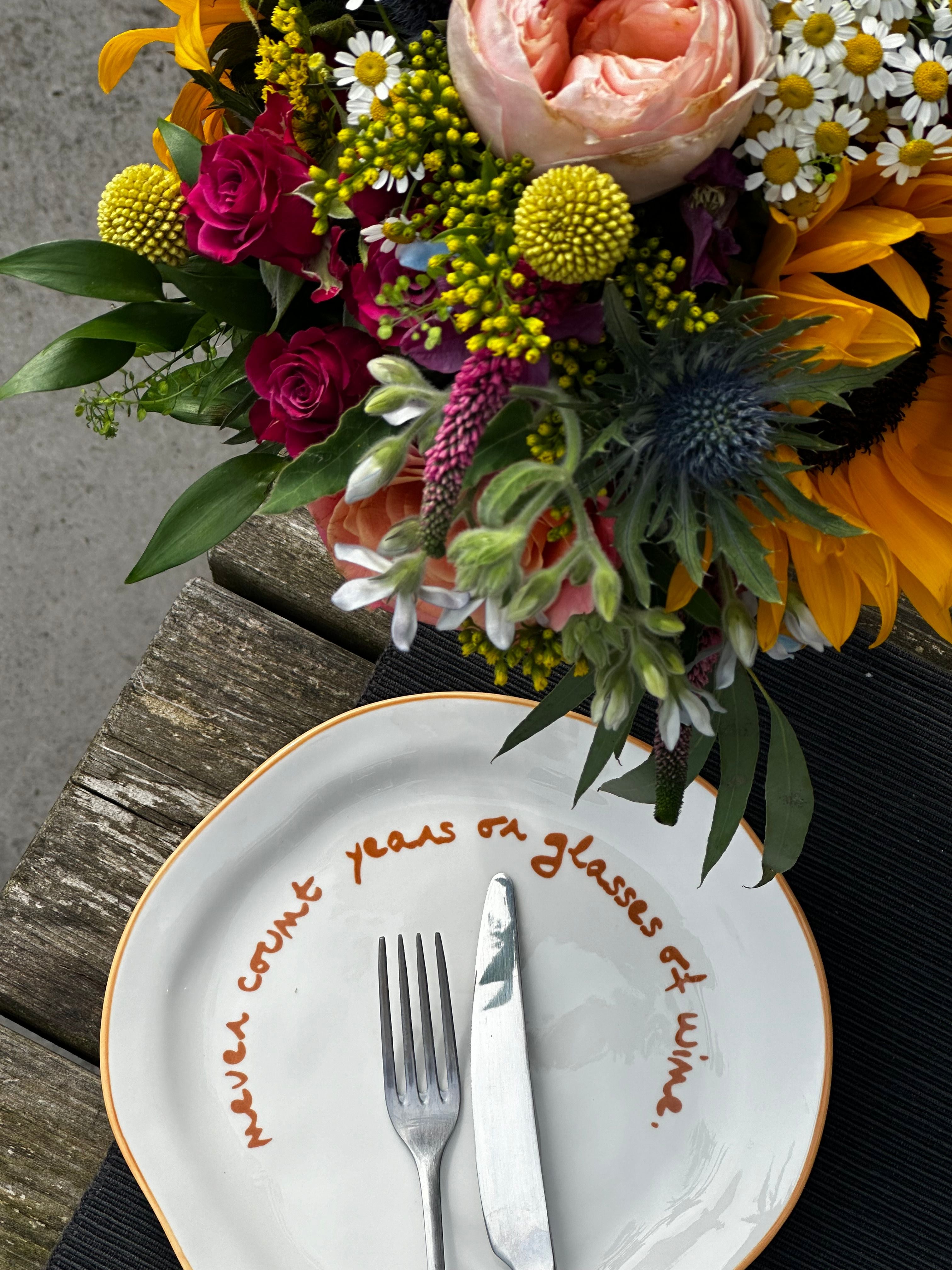 Statement Plate | 'Never Count Years Or Glasses Of Wine'