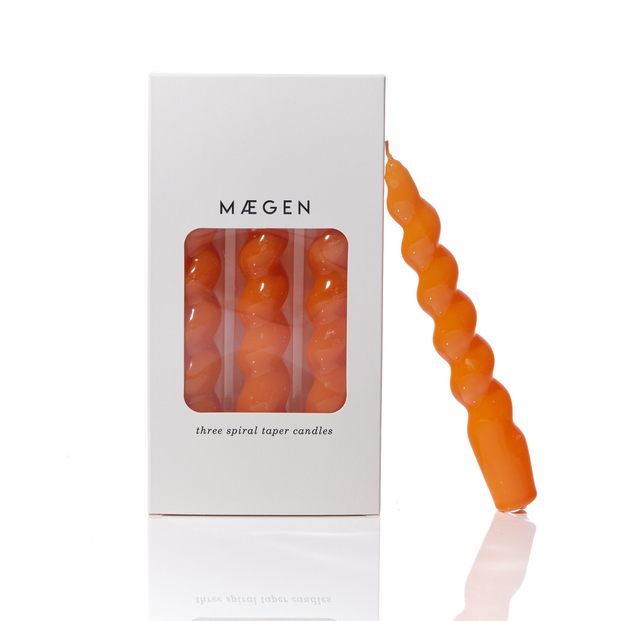 Maegen Spiral Taper Candle - Tangerine 3 pack