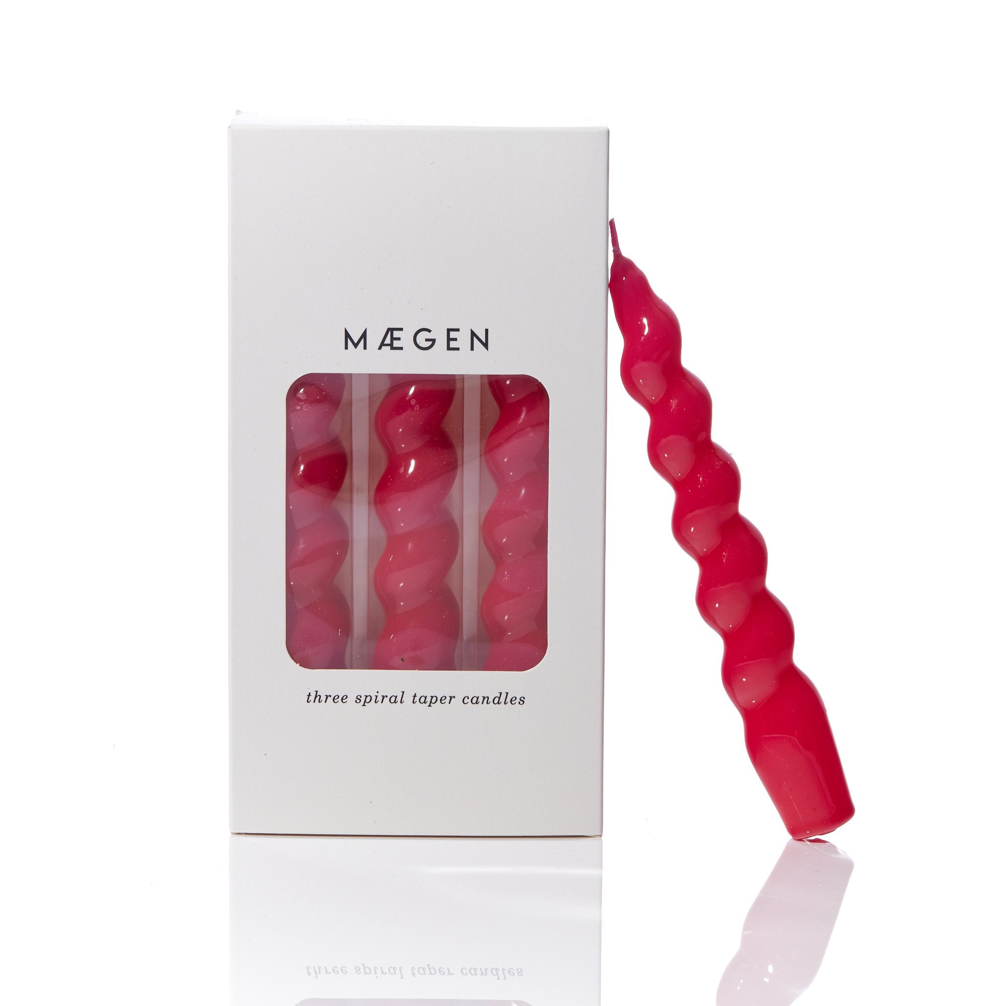Maegen Spiral Taper Candle - Magenta 3 pack