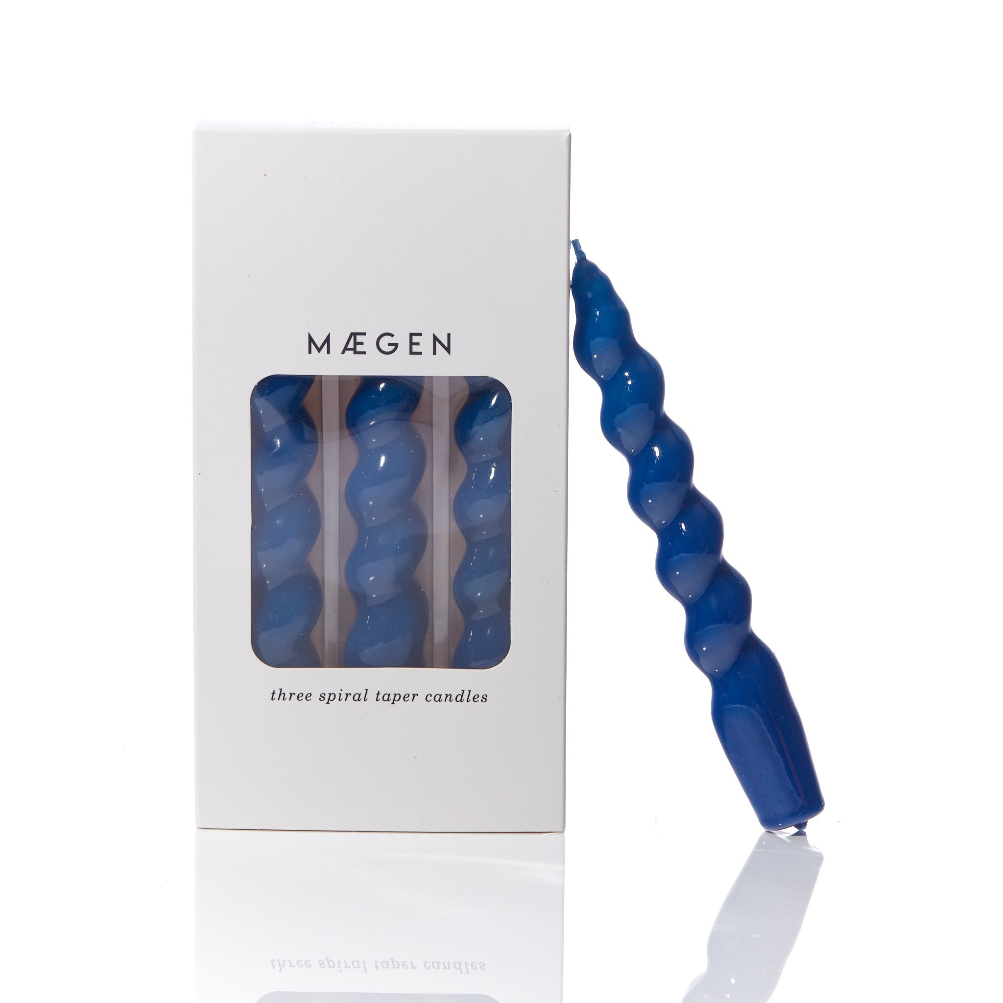 Maegen Spiral Taper Candle - Navy 3 pack