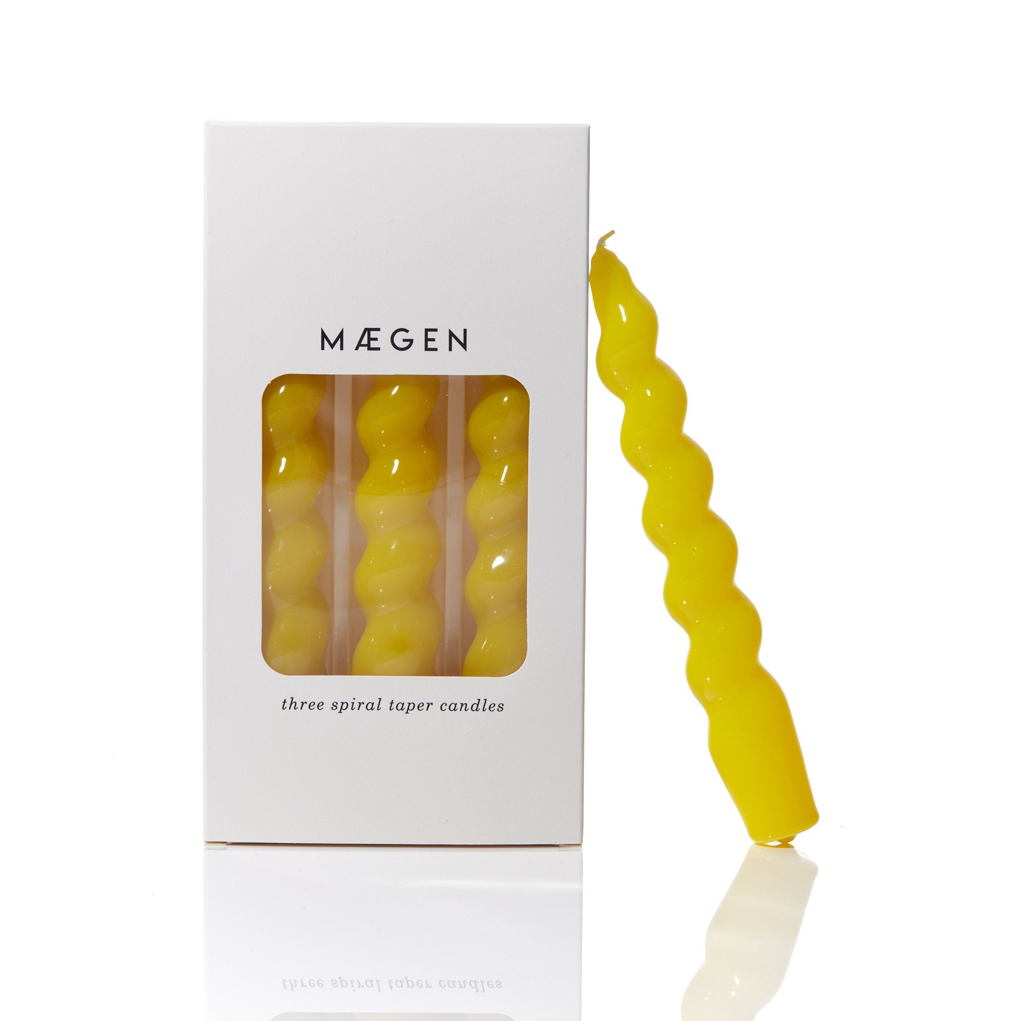 Maegen Spiral Taper Candle - Yellow 3 pack
