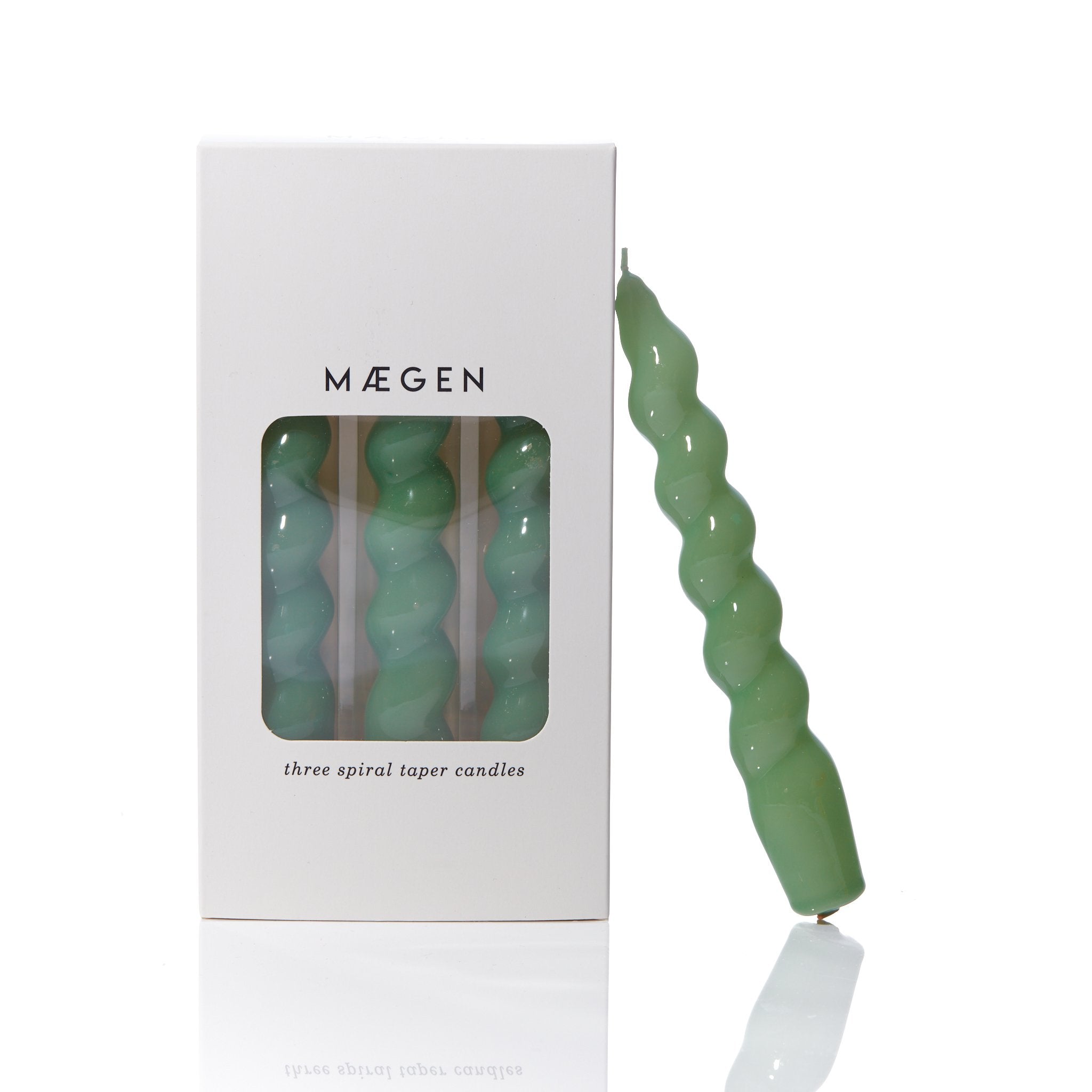 Maegen Spiral Taper Candle - Sage 3 pack