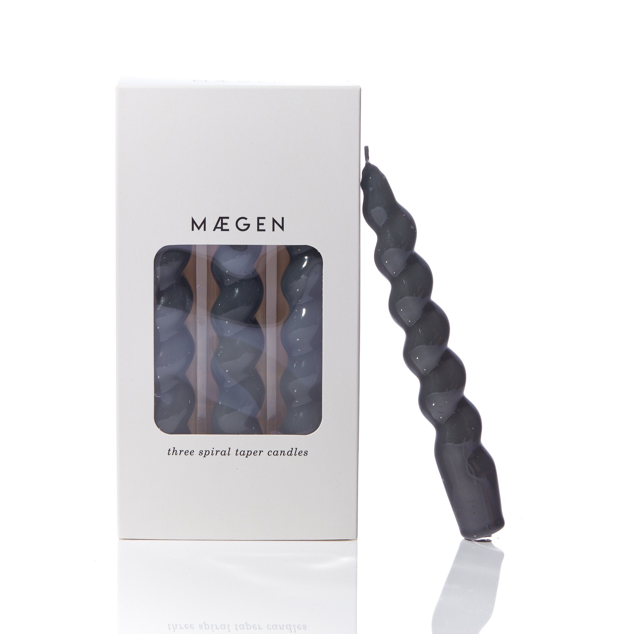 Maegen Spiral Taper Candle - Grey 3 pack