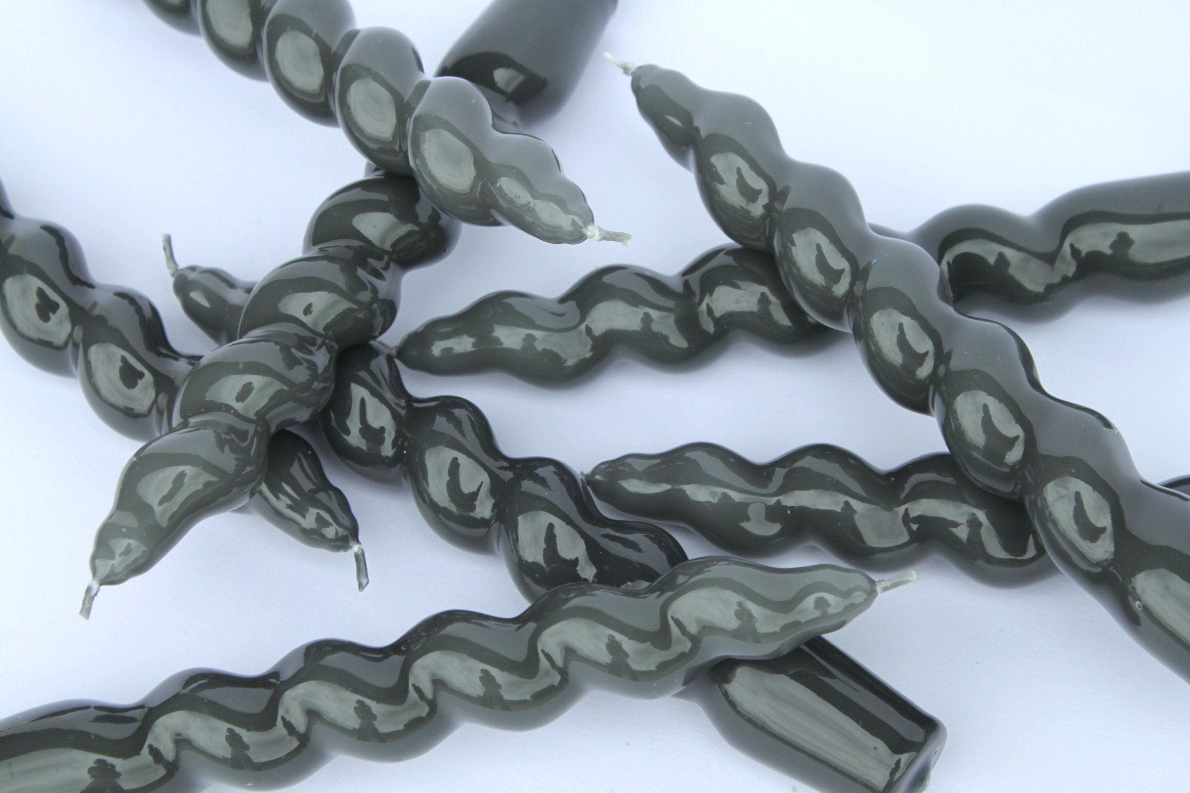 Maegen Spiral Taper Candle - Grey 3 pack