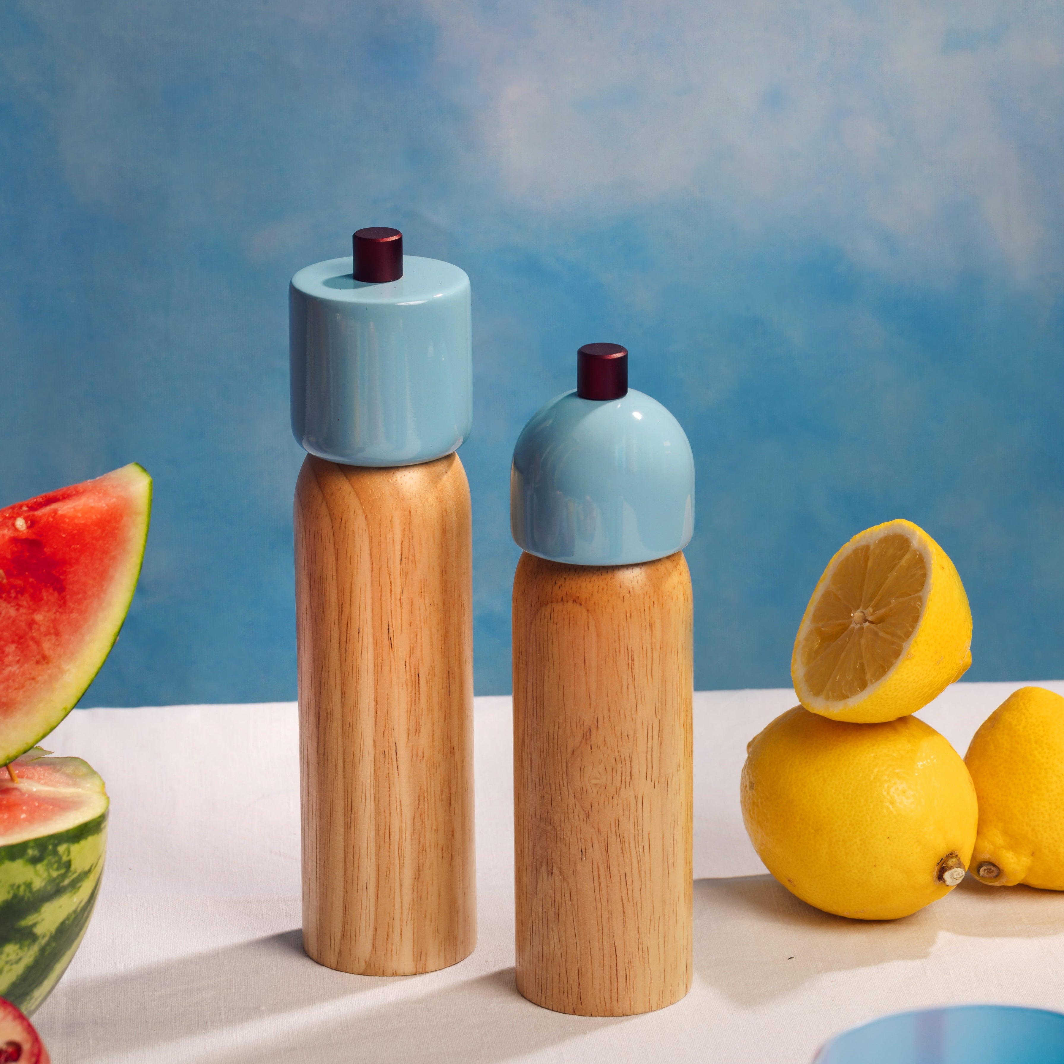 Salt & Pepper Grinder | Sky Blue & Burgundy
