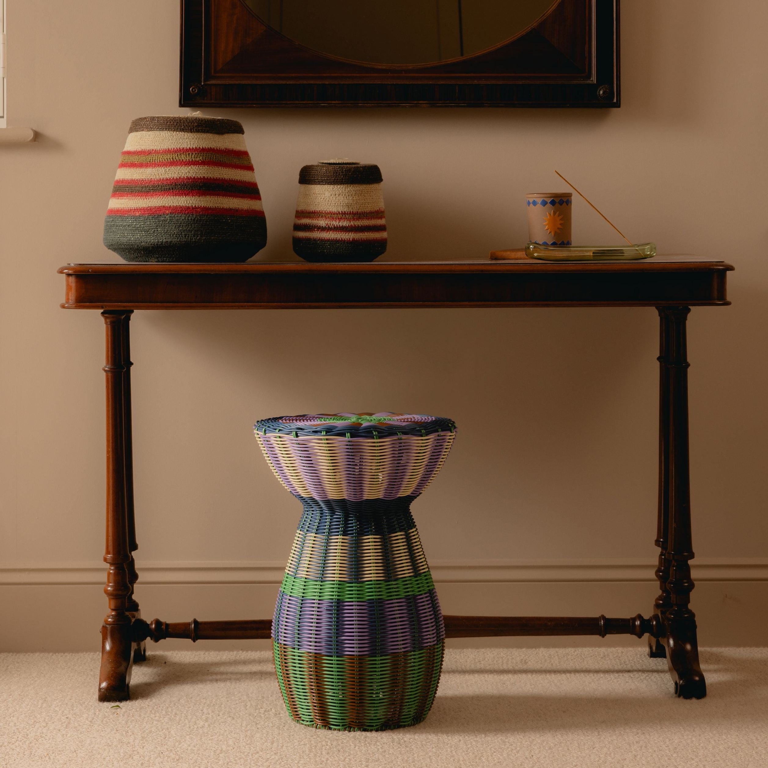 Woven Table | Lilac, Brown & Green