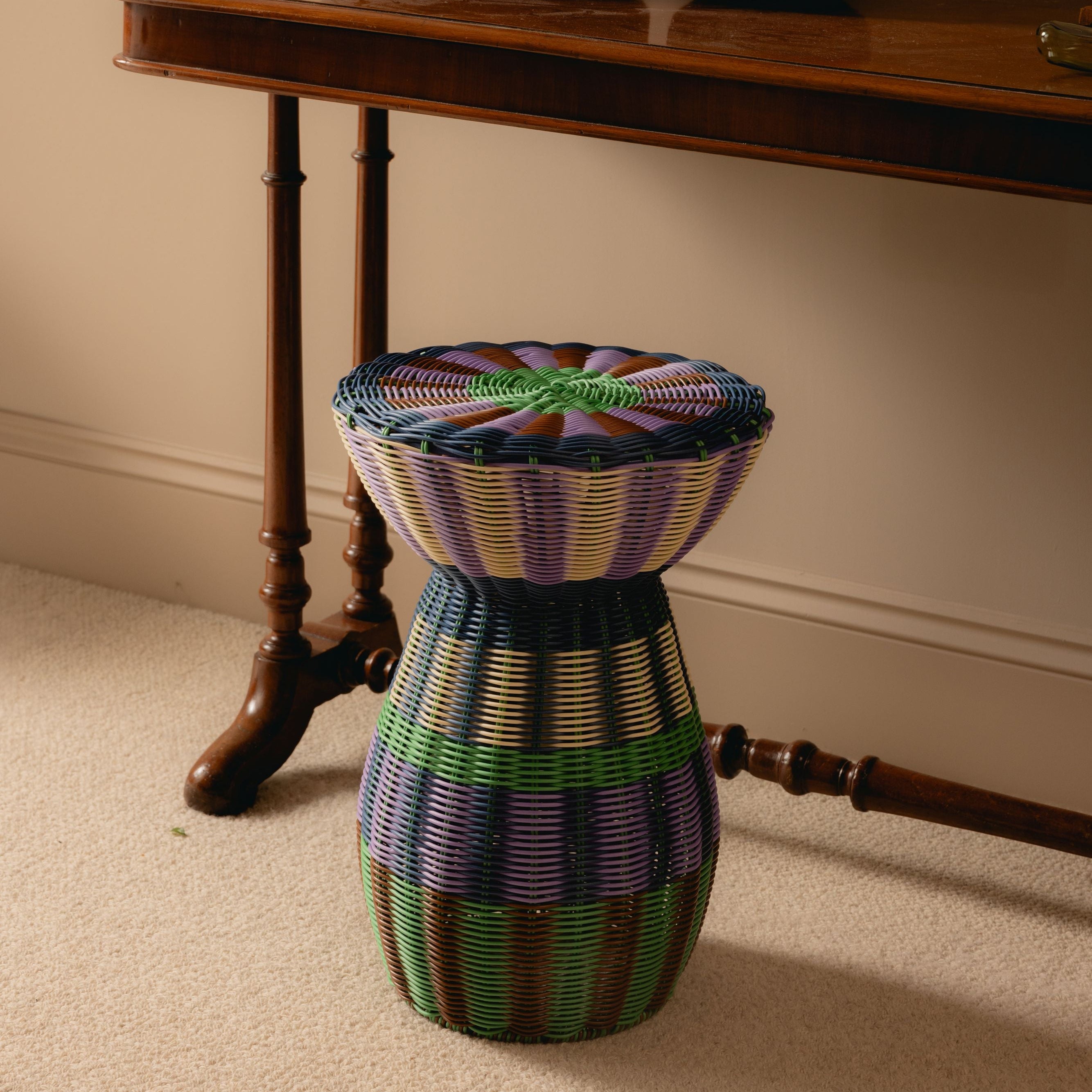 Woven Table | Lilac, Brown & Green