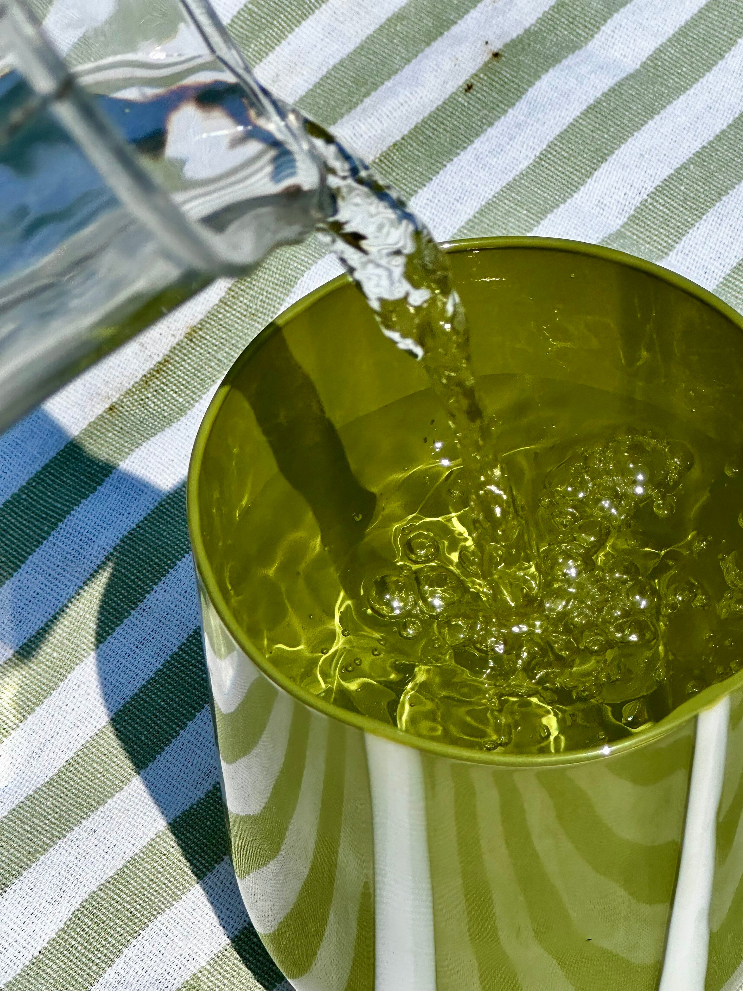 Atina Glassware - Olive & White