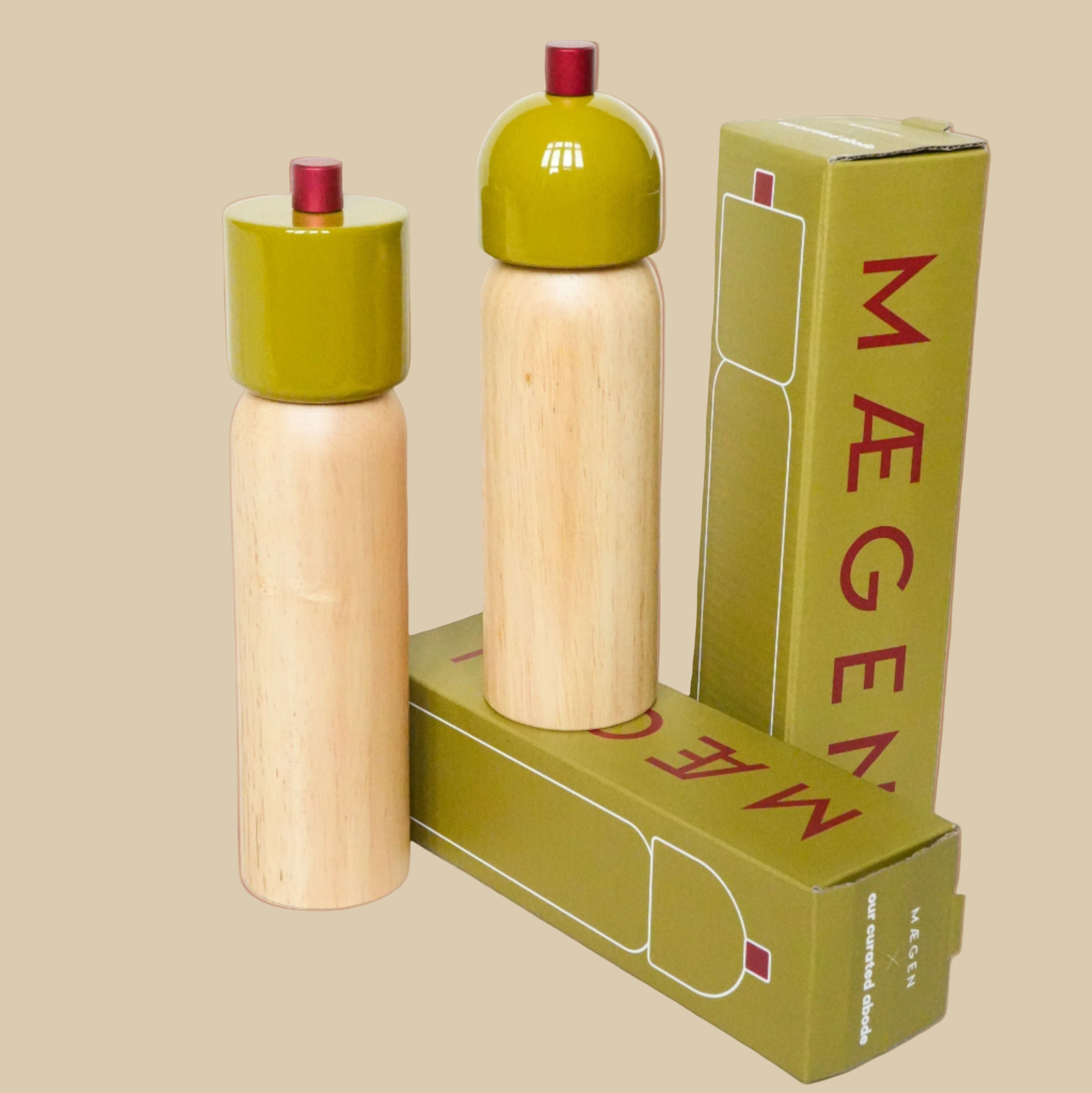 Salt & Pepper Grinder | Olive & Red - Our Curated Abode x MÆGEN