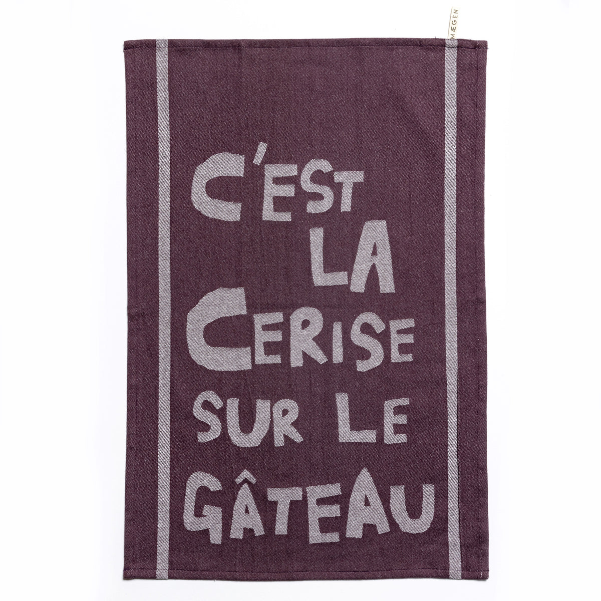 Tea Towel - Aubergine - 'C'est la cerise sur la gateau'