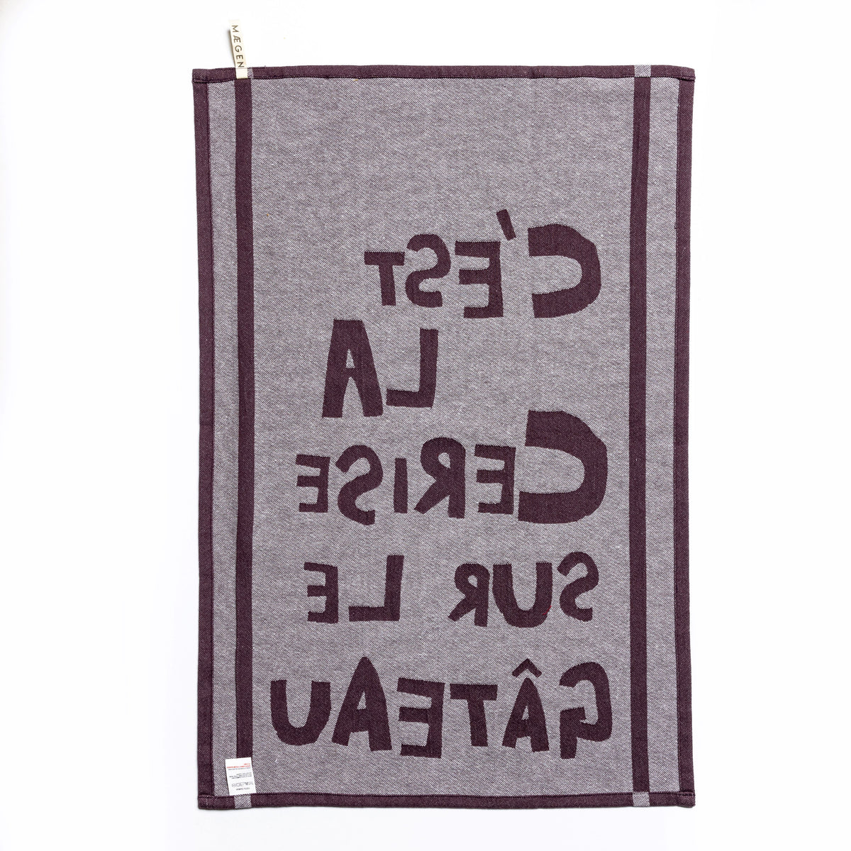 Tea Towel - Aubergine - 'C'est la cerise sur la gateau'