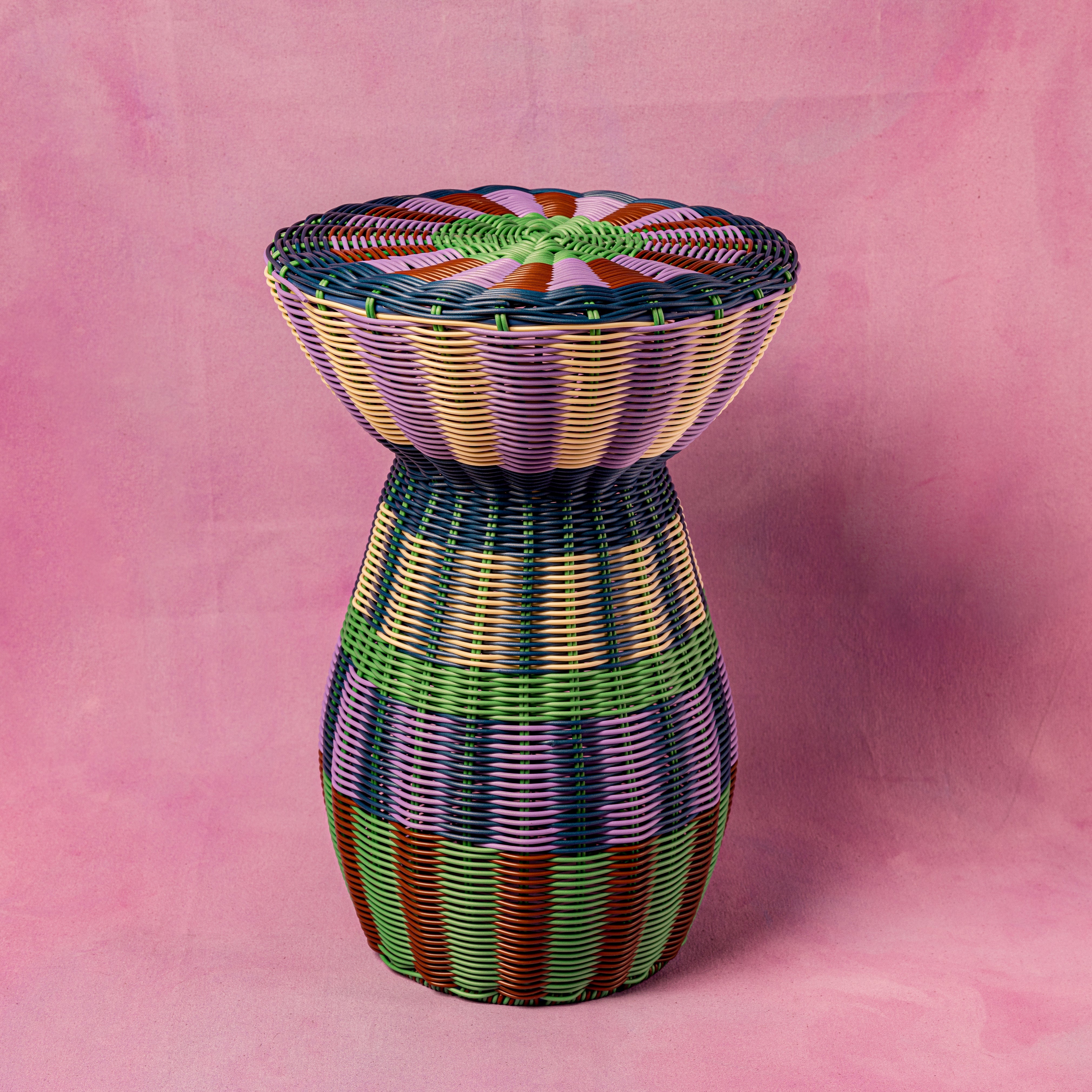 Woven Table | Lilac, Brown & Green