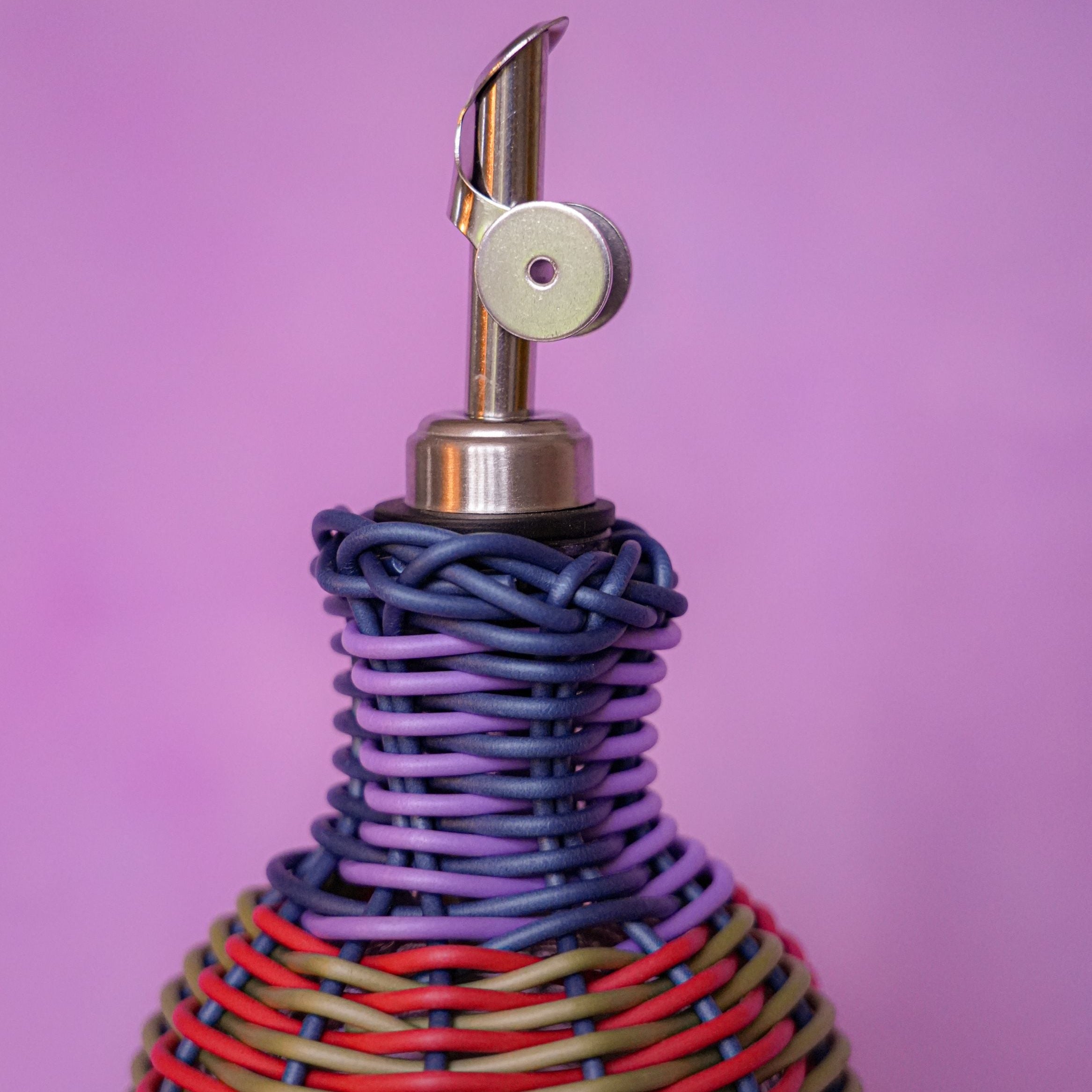 Woven Oil Pourer | Red & Olive