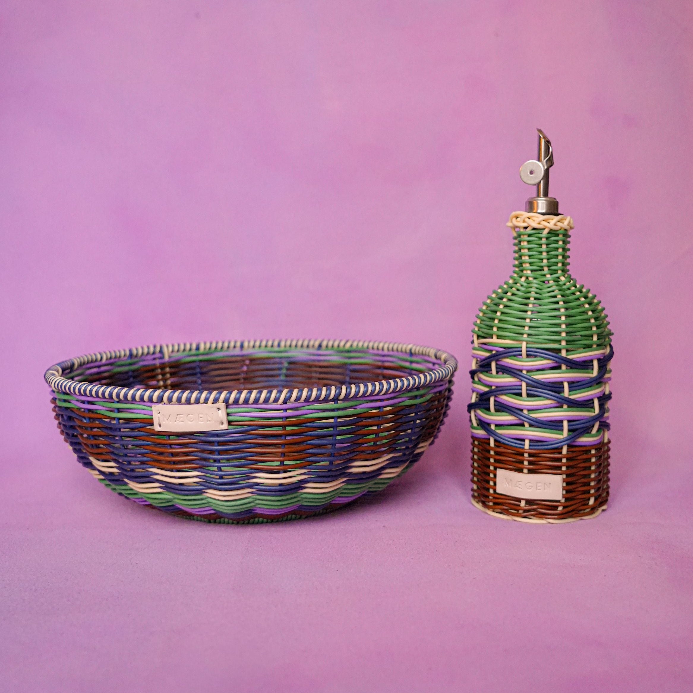 Woven Oil Pourer | Green & Brown